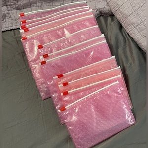 Set of 12 Pink Glossier Bubble Zipper Bags - Multiple Sizes